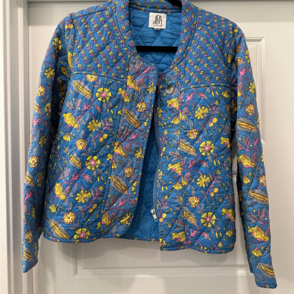 Anthropology dra Los Angeles Floral Quilted Bomber Jacket
